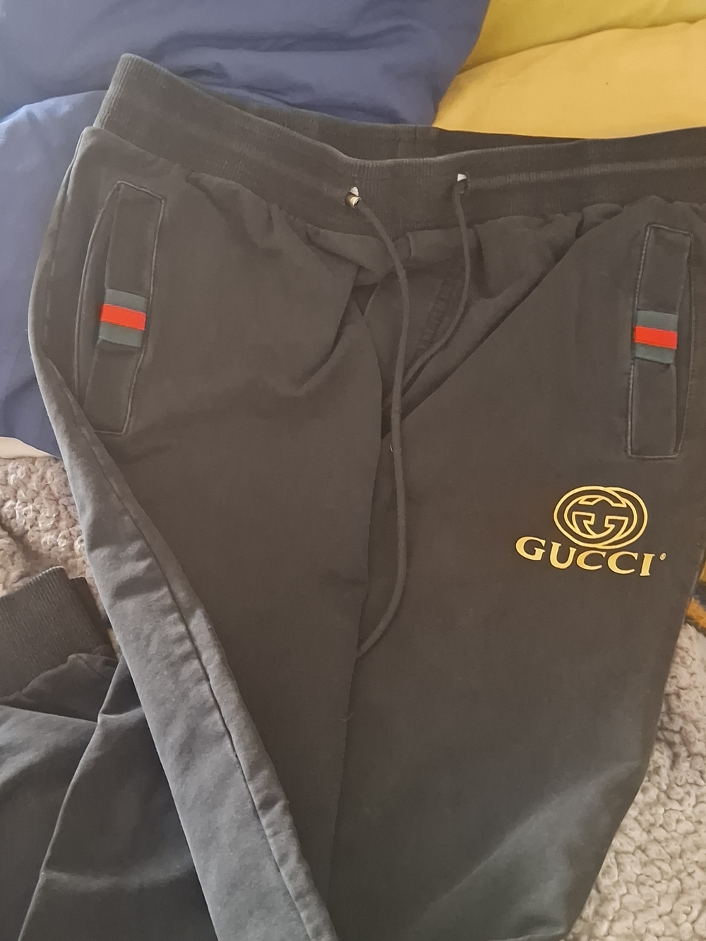 Gucci Men’s Black Logo Cotton Jogger Pants
